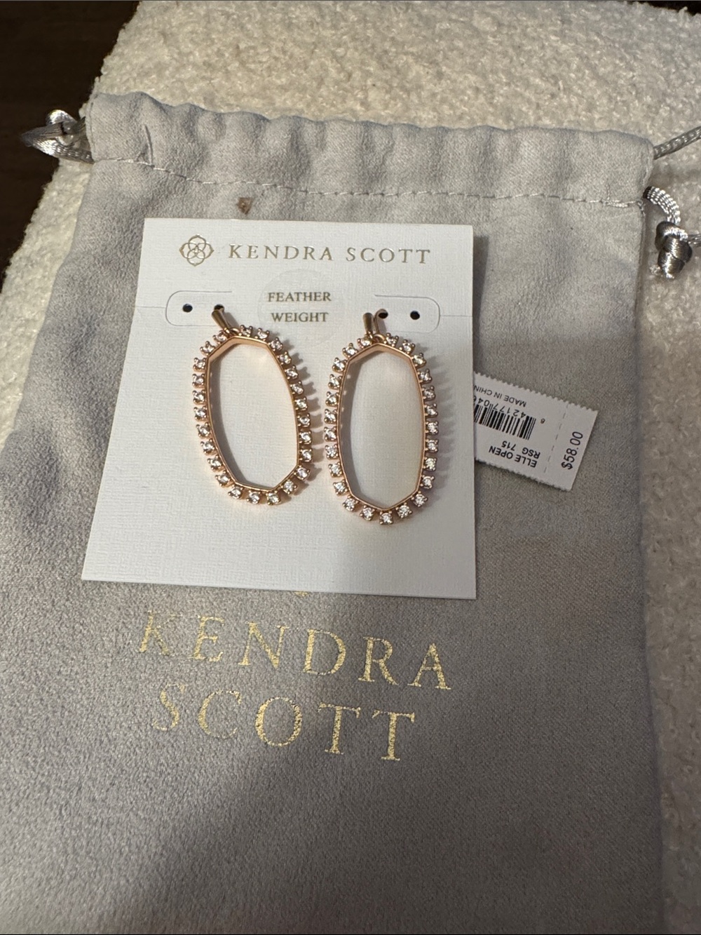 Kendra Scott Rose Gold Open Pave Medium Elle Earrings